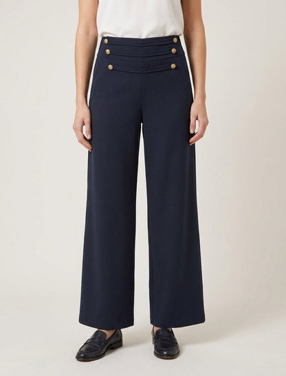 Broek met decoratieve knopen op de flap - Marine