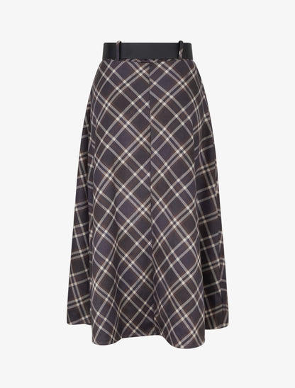 Jupe mi-longue imprimé tartan écossais - Marine - 2