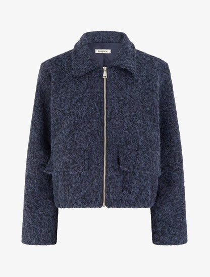 Veste coupe boule duveuteuse - Marine - 1