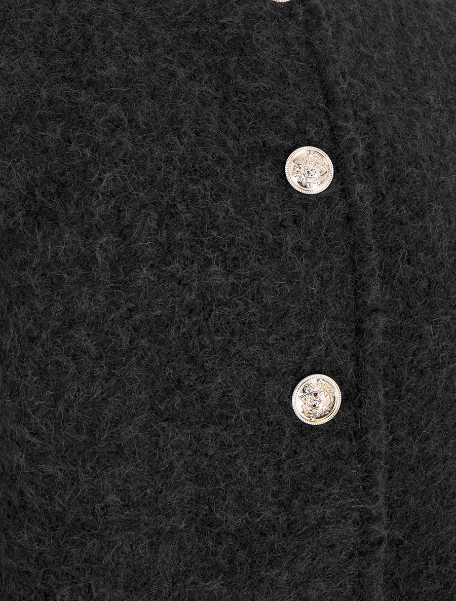 Veste courte duveuteuse et zippée - Noir - 3