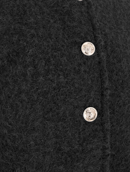 Veste courte duveuteuse et zippée - Noir - 3