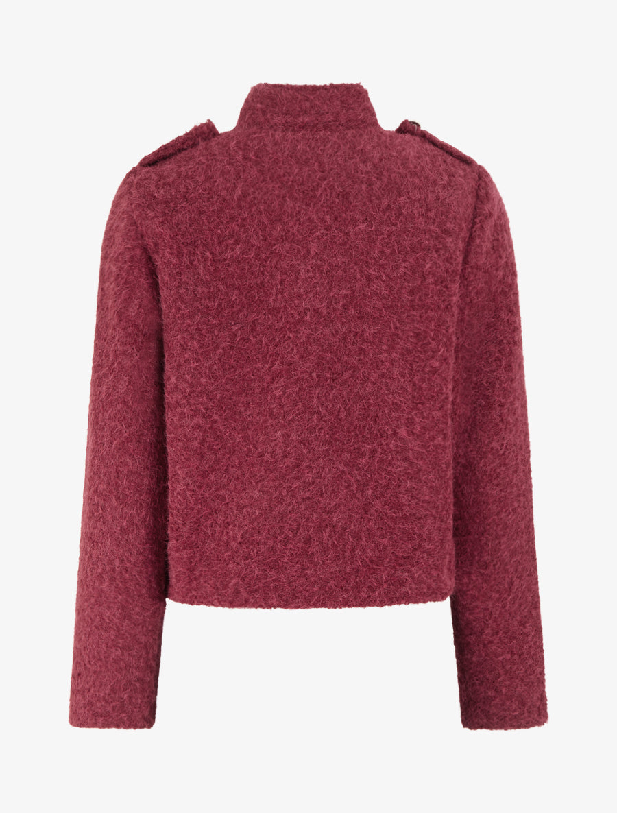 Veste courte duveuteuse et zippée - Rouge - 2