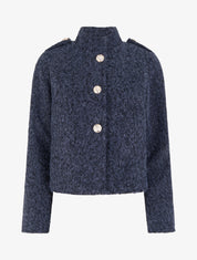 Veste courte duveuteuse et zippée - Marine - 1