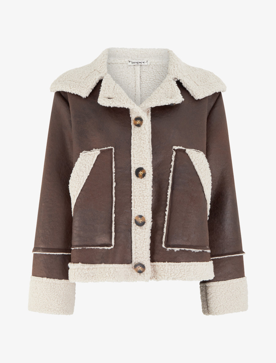 Bombardier effet peau de mouton - Marron clair - 1