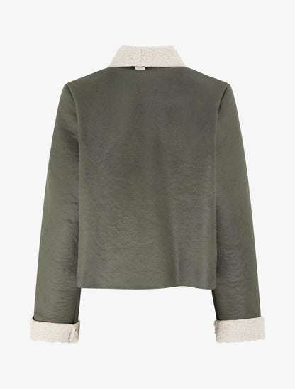 Blouson aviateur à col châle moumoute - Kaki - 2