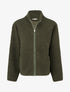 Veste effet laine bouclée à col montant - Kaki - 1