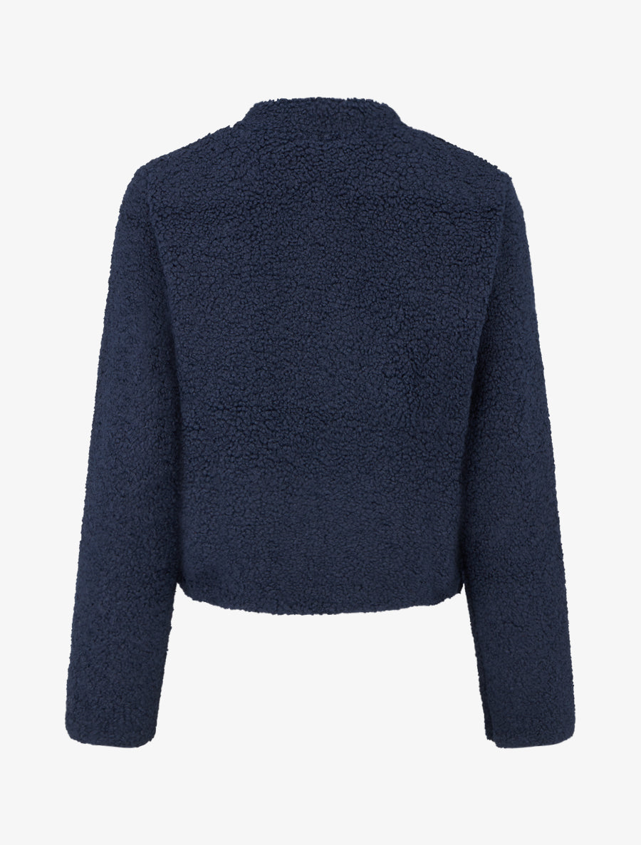 Veste effet laine bouclée style officier - Marine - 2