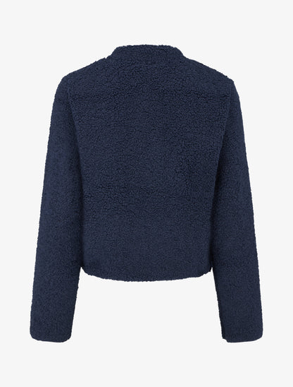 Veste effet laine bouclée style officier - Marine - 2