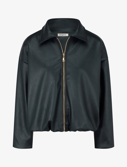 Bomber en simili coupe boule - Noir - 1