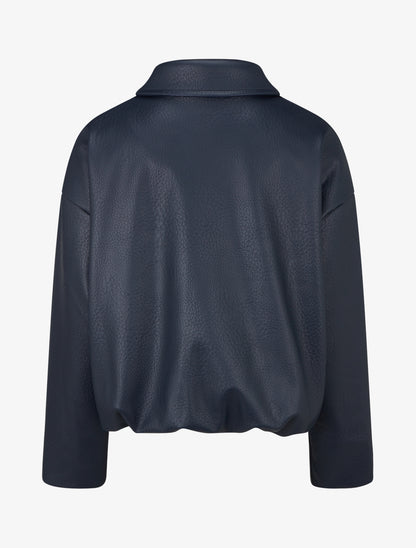 Bomber en simili coupe boule - Bleu nuit - 2