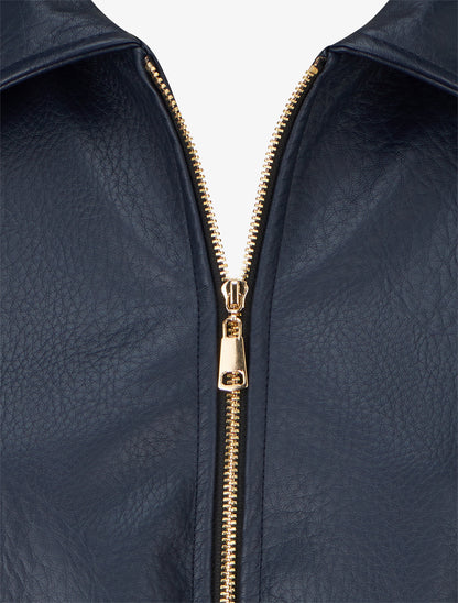 Bomber en simili coupe boule - Bleu nuit - 3
