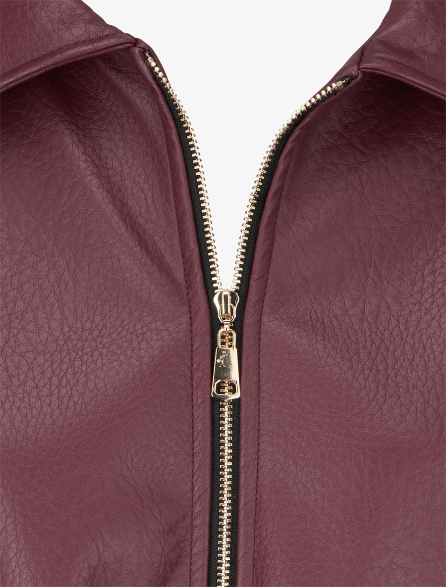 Bomber en simili coupe boule - Lie de vin - 3