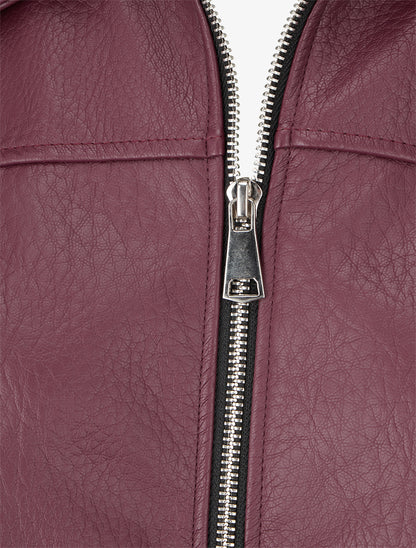 Blouson court en simili - Lie de vin - 3