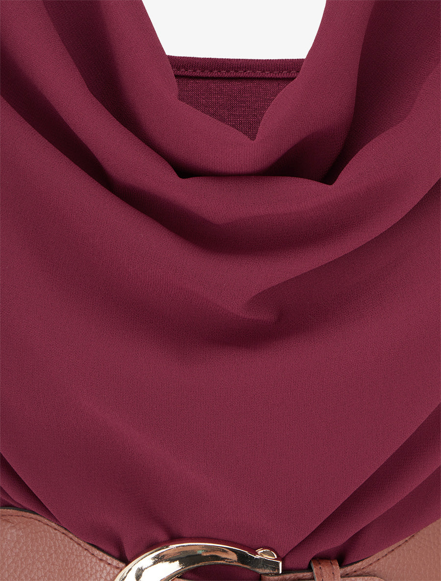 Robe droite léopard manches longues - Lie de vin - 3