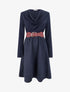 Robe bimatière à col bénitier - Marine - 1
