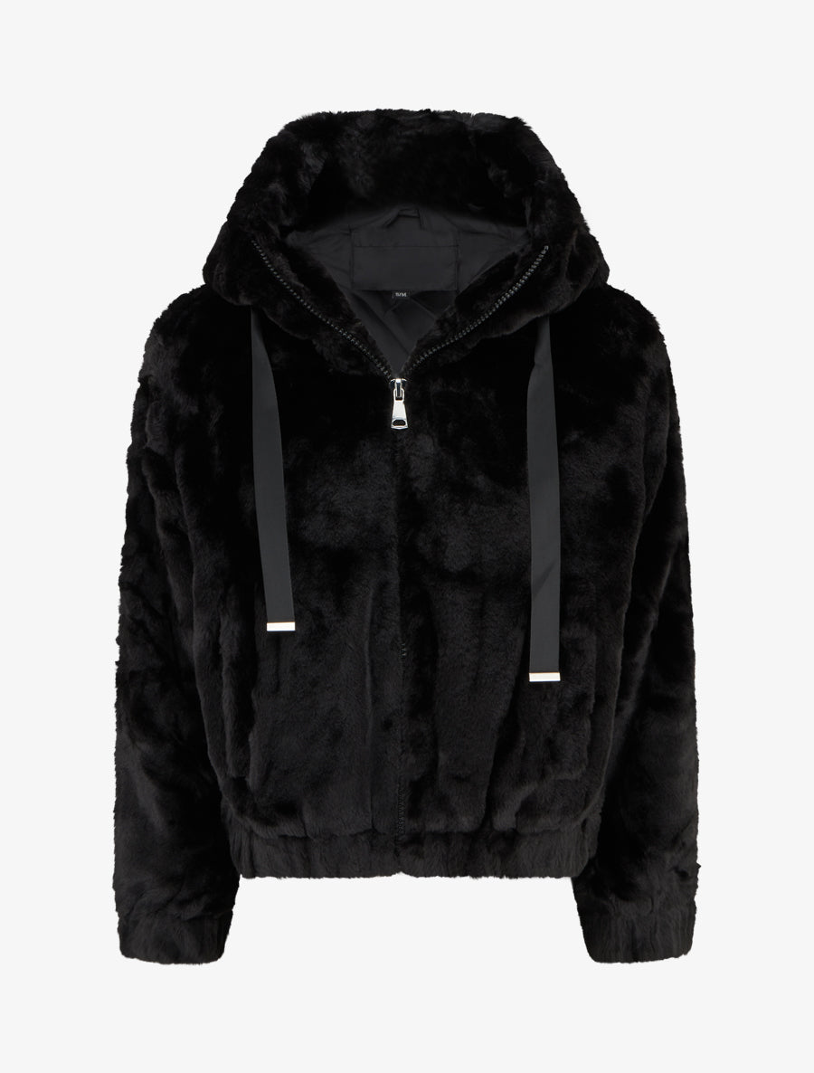 Veste en fourrure synthétique - Noir - 1