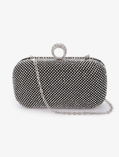 Minaudière à bords arrondis et strass - Noir - 3