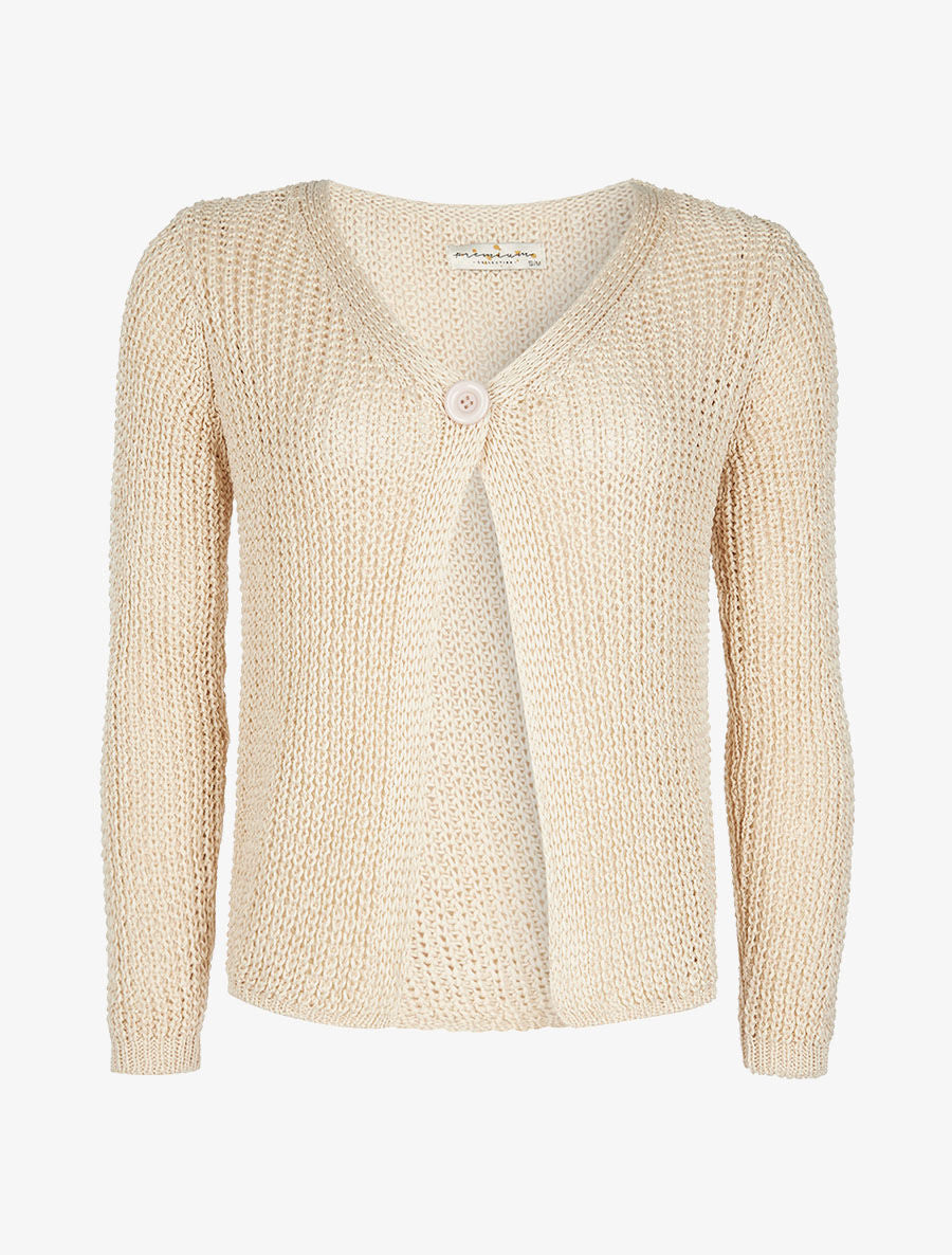 Gilet en maille 1 bouton - beige - 1