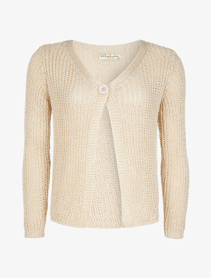 Gilet en maille 1 bouton - beige - 1