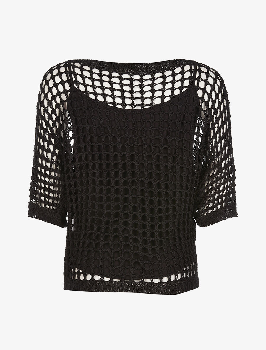 Pull filet et débardeur - noir - 2