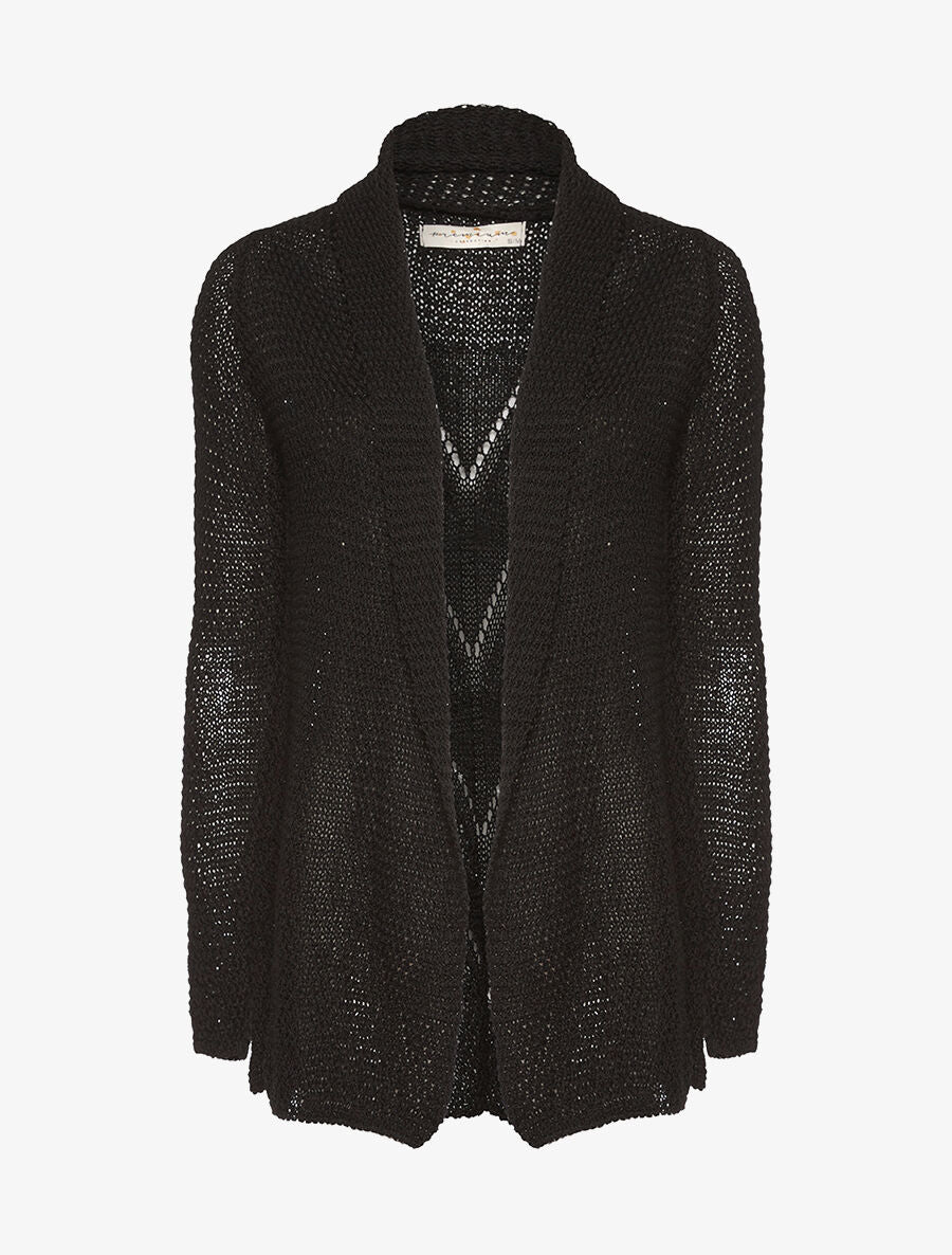 Gilet ouvert maille fine - noir - 1