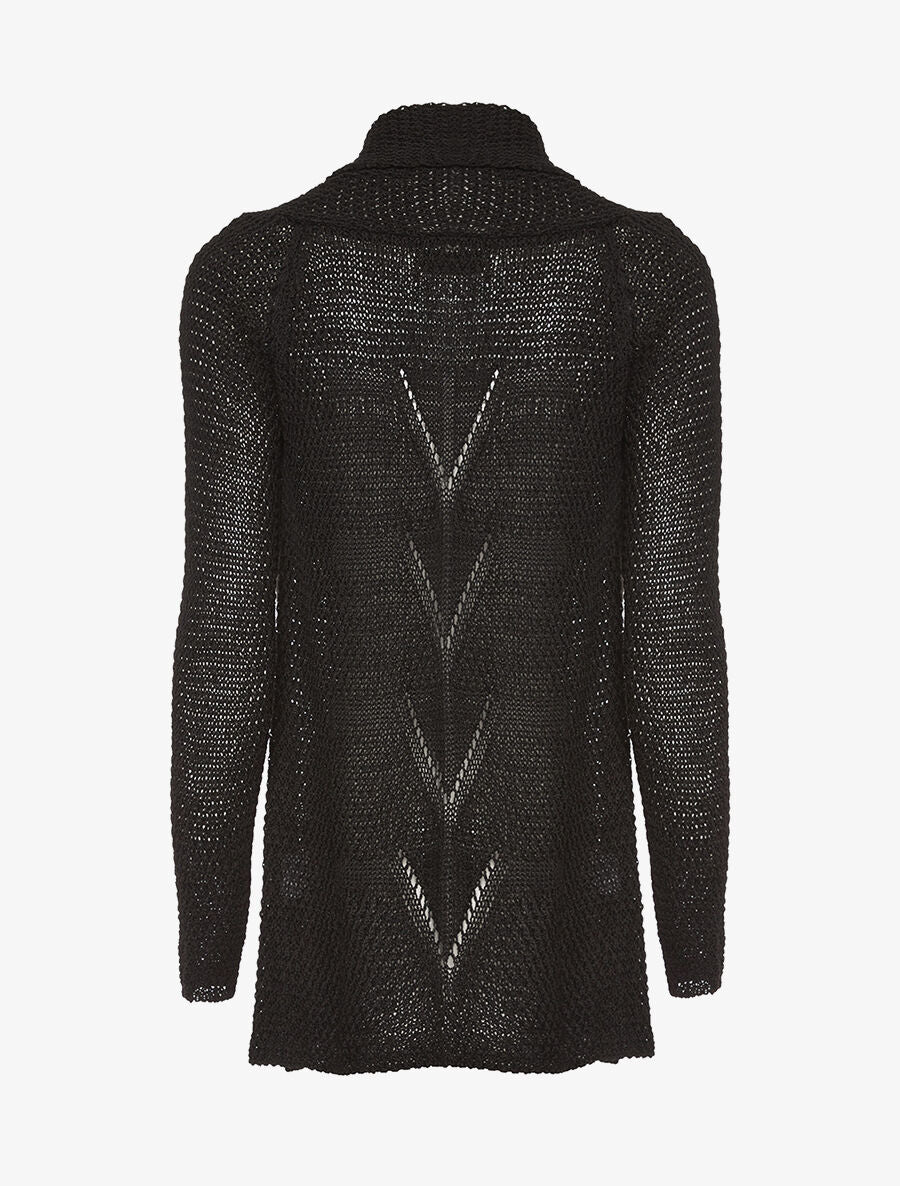 Gilet ouvert maille fine - noir - 2