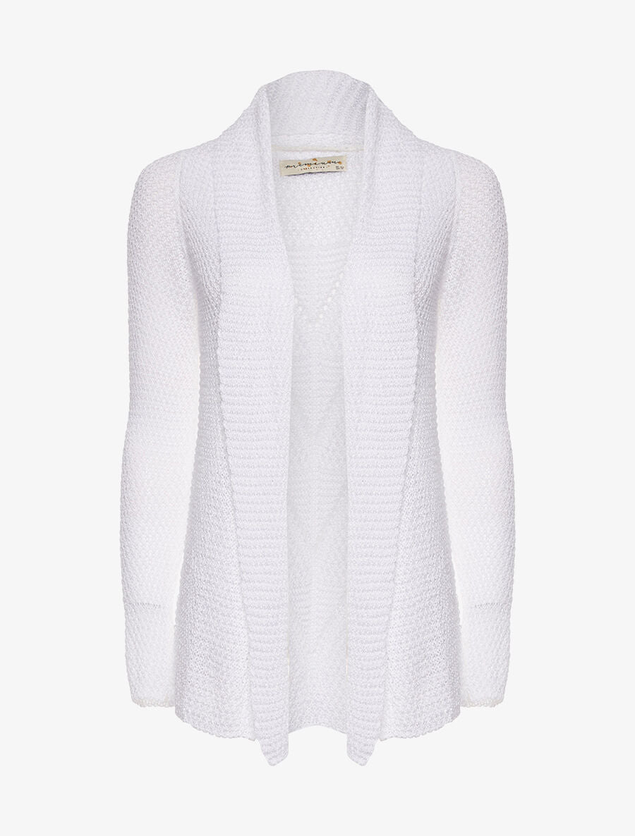 Gilet ouvert maille fine - blanc - 3