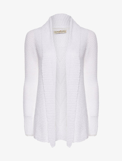 Gilet ouvert maille fine - blanc - 3