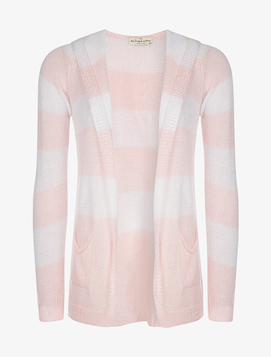Gilet bicolore à capuche - rose - 3