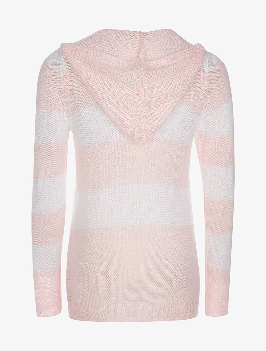 Gilet bicolore à capuche - rose - 2