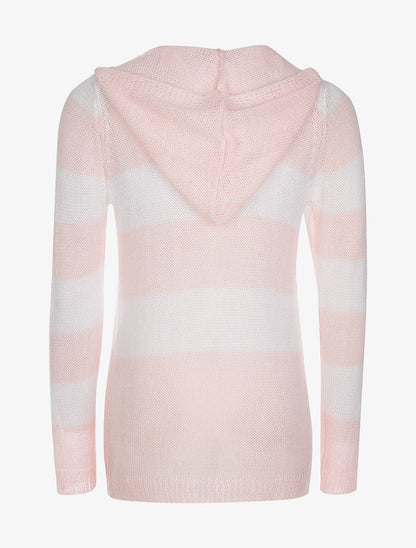 Gilet bicolore à capuche - rose - 2