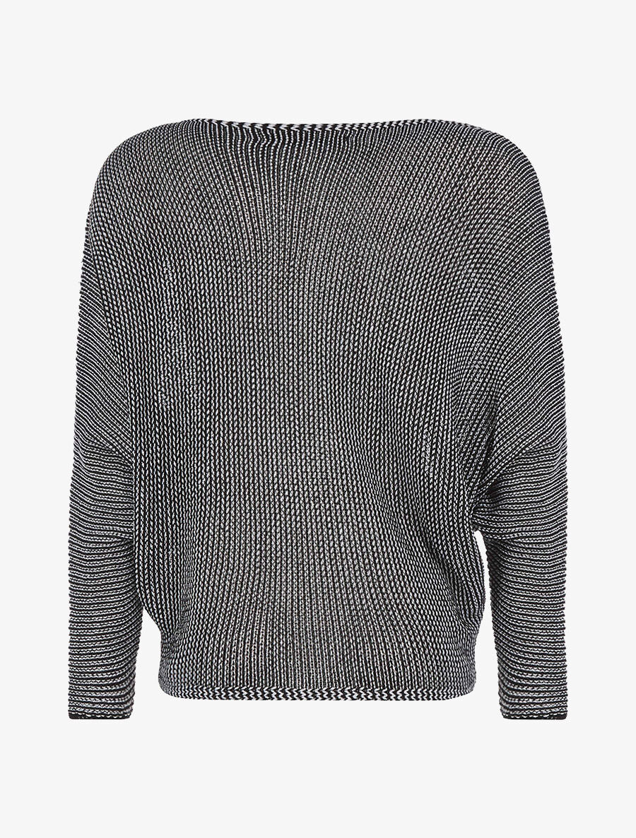 Pull chauve-souris mouliné - noir - 2