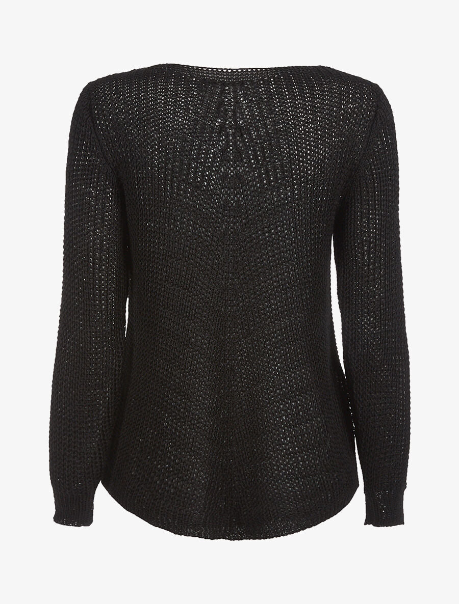 Pull cotés maille tressée - noir - 2