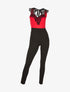 Combinaison buste dentelle nuque ruban - noir/rouge - 3