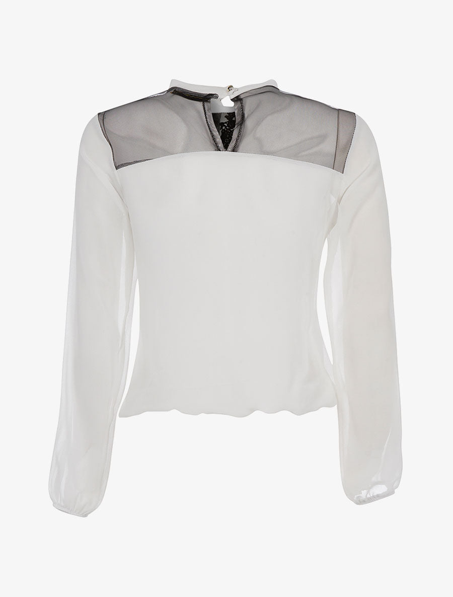 Top voile buste transparent à dentelle - blanc - 2