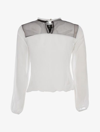 Top voile buste transparent à dentelle - blanc - 2