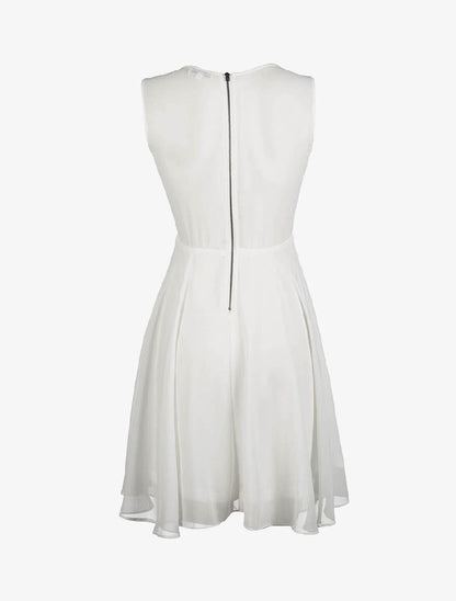 Robe col brodé de perles - Blanc - 2