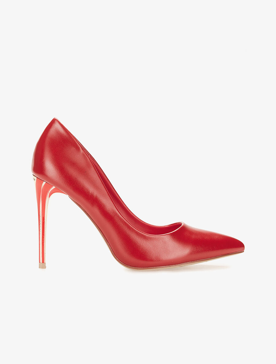 Escarpins talons dorés - rouge - 5