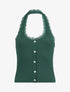 Top slim dos nu et dentelle - Vert foncé - 4