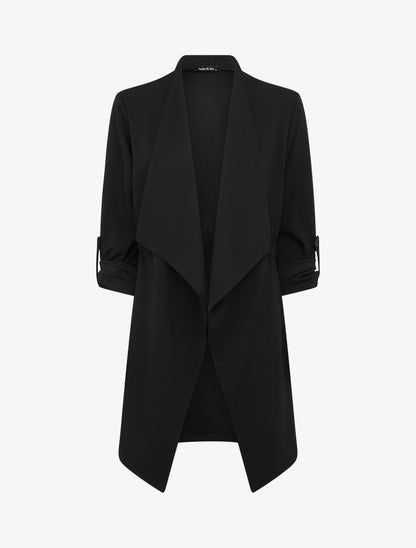 Trench droit mi-long uni - Noir - 1