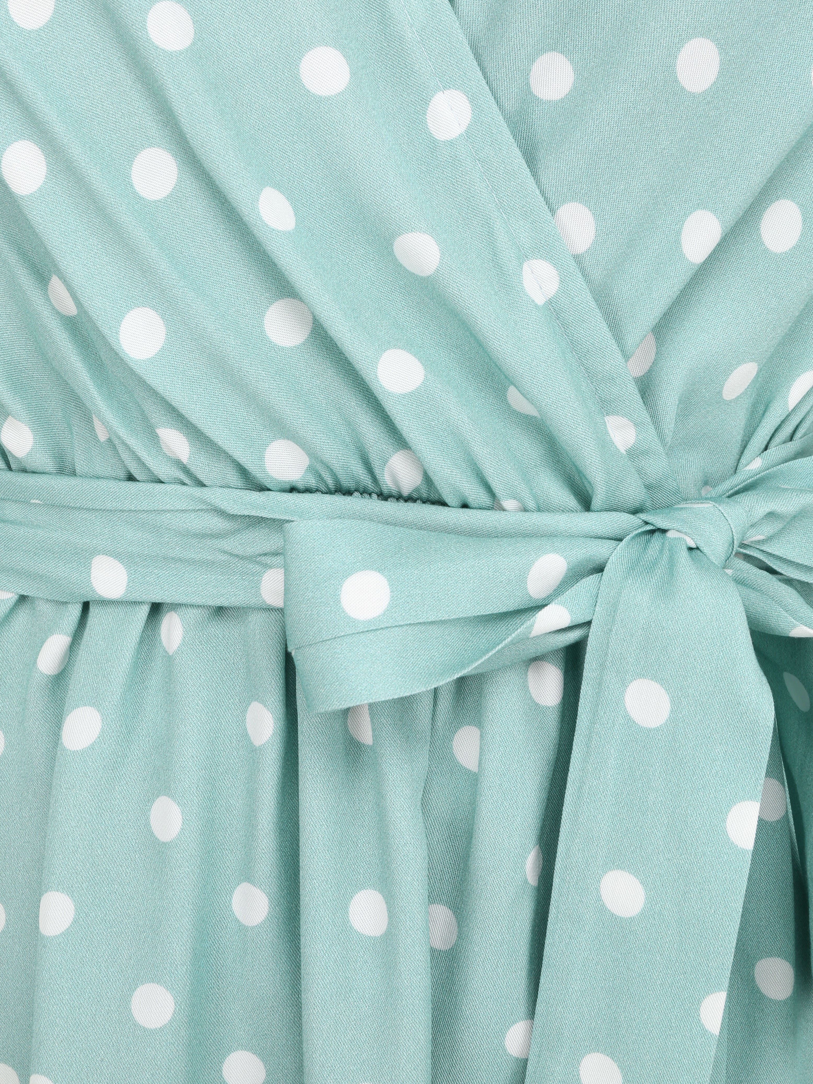 Robe courte portefeuille imprimé pois - Bleu clair - 3