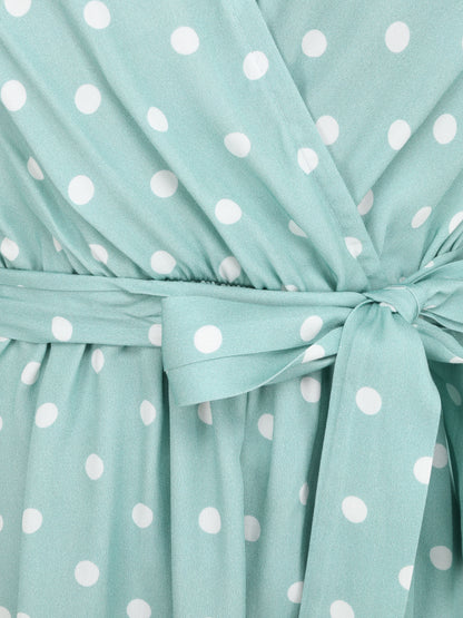 Robe courte portefeuille imprimé pois - Bleu clair - 3