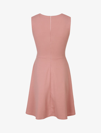 Robe patineuse sans manches à détail boucle ronde - Rose poudré - 2