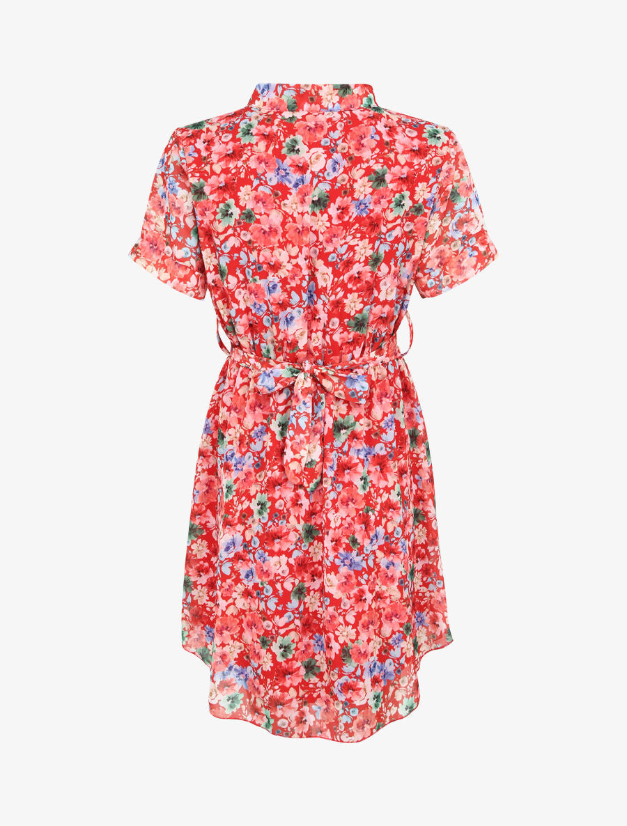 Robe patineuse courte imprimé printemps fleuri - Rouge - 2