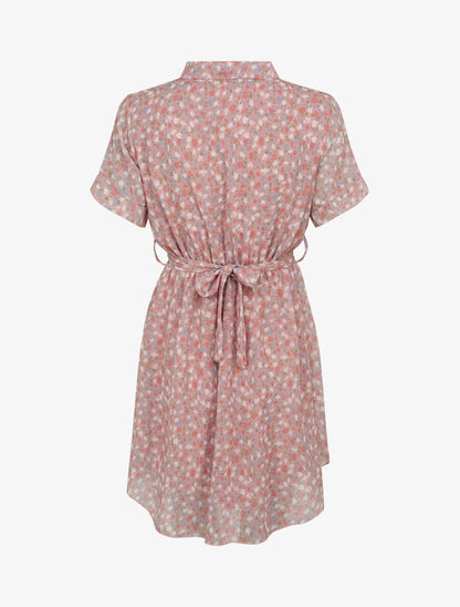 Robe patineuse courte imprimé floral - Rose poudré - 2
