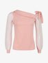 Top à manches en tulle et détail noeud - Rose pâle - 4