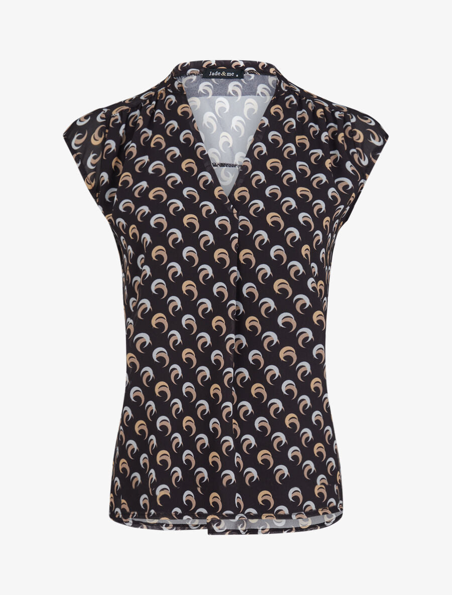 Top droit sans manches à imprimé demi lune - Noir - 4