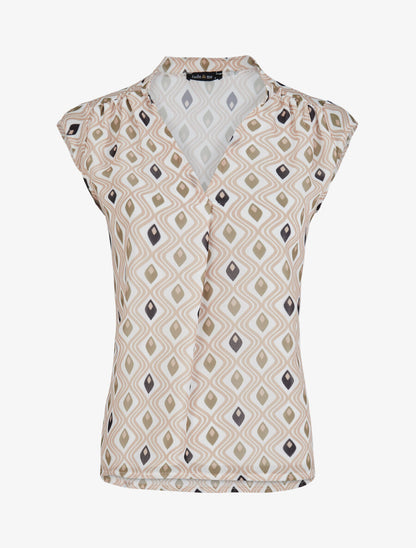 Top droit sans manches à imprimé mosaïque graphique - Beige - 4