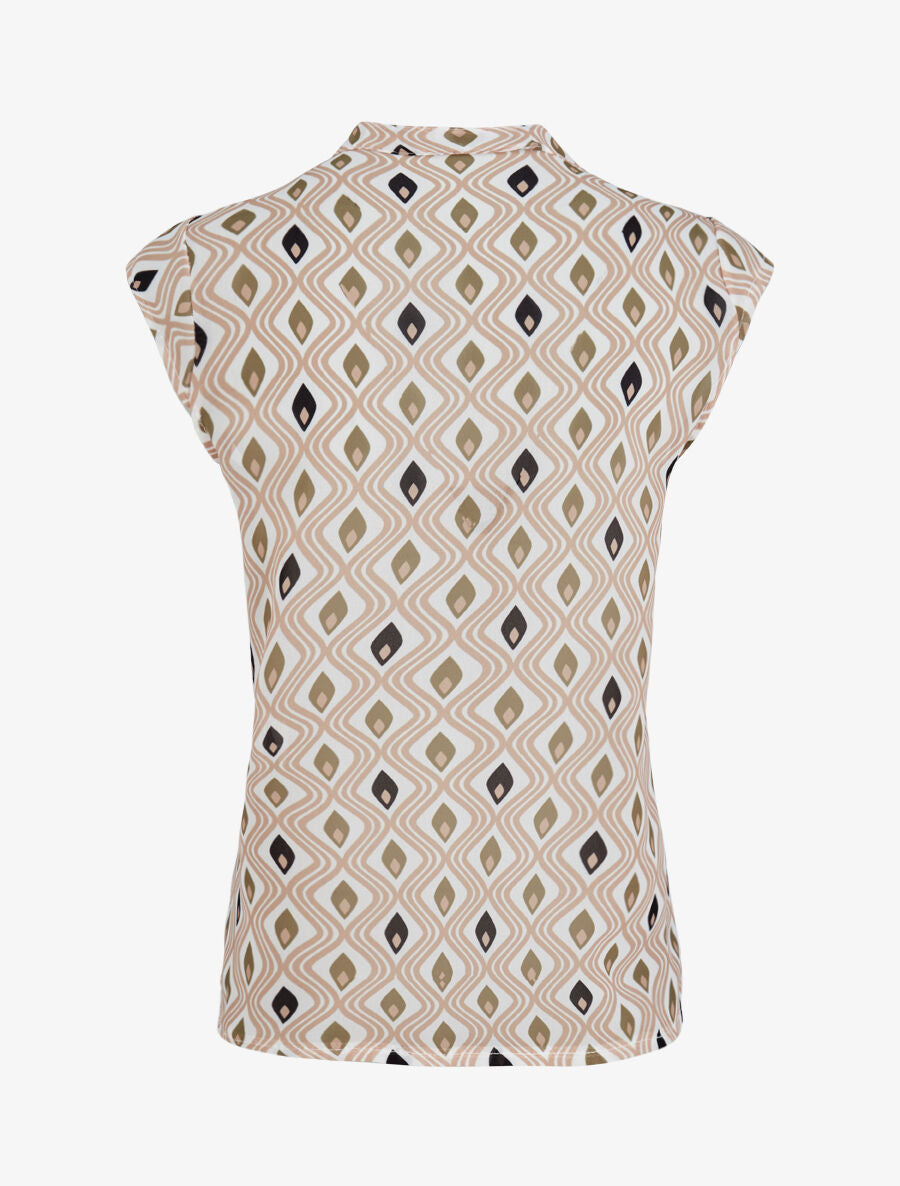 Top droit sans manches à imprimé mosaïque graphique - Beige - 2