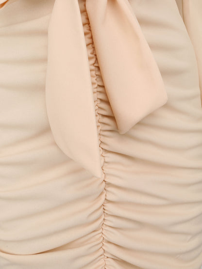 Robe moulante à détail froncés - Beige - 3